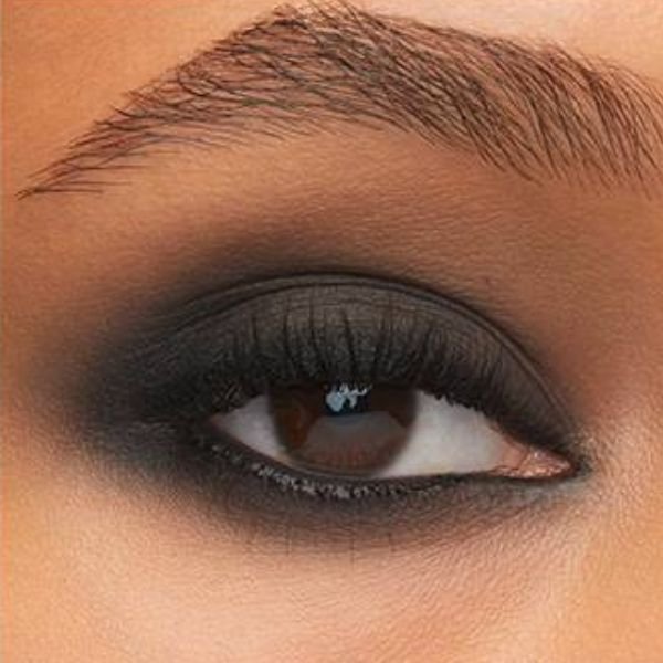 Close up of smokey eye makeup look with black eyeliner