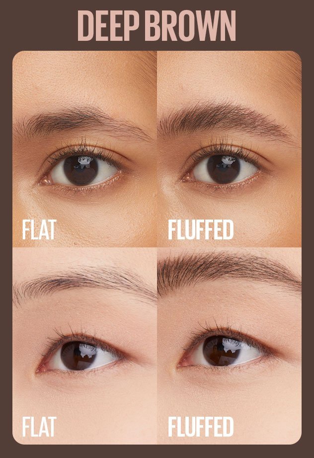 Maybelline Superfluff Brow Mousse in Deep Brown applied on dark brown browhairs