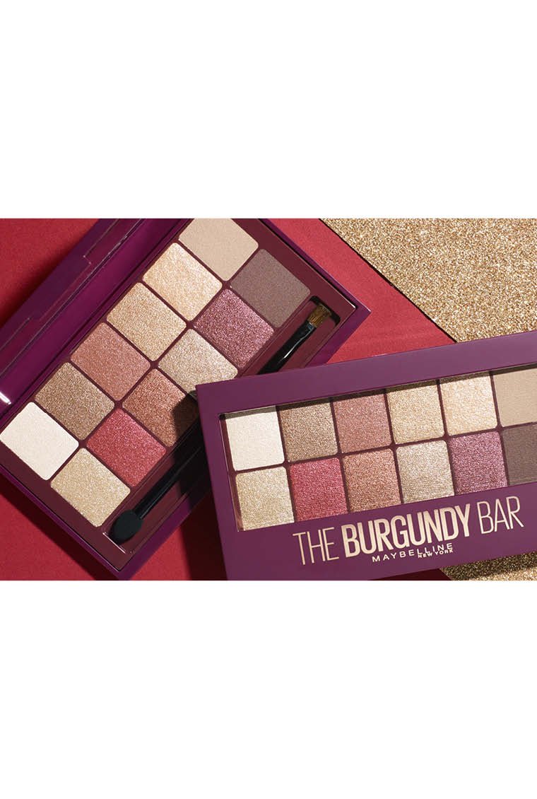 burgundy bar eye shadow palette open closed