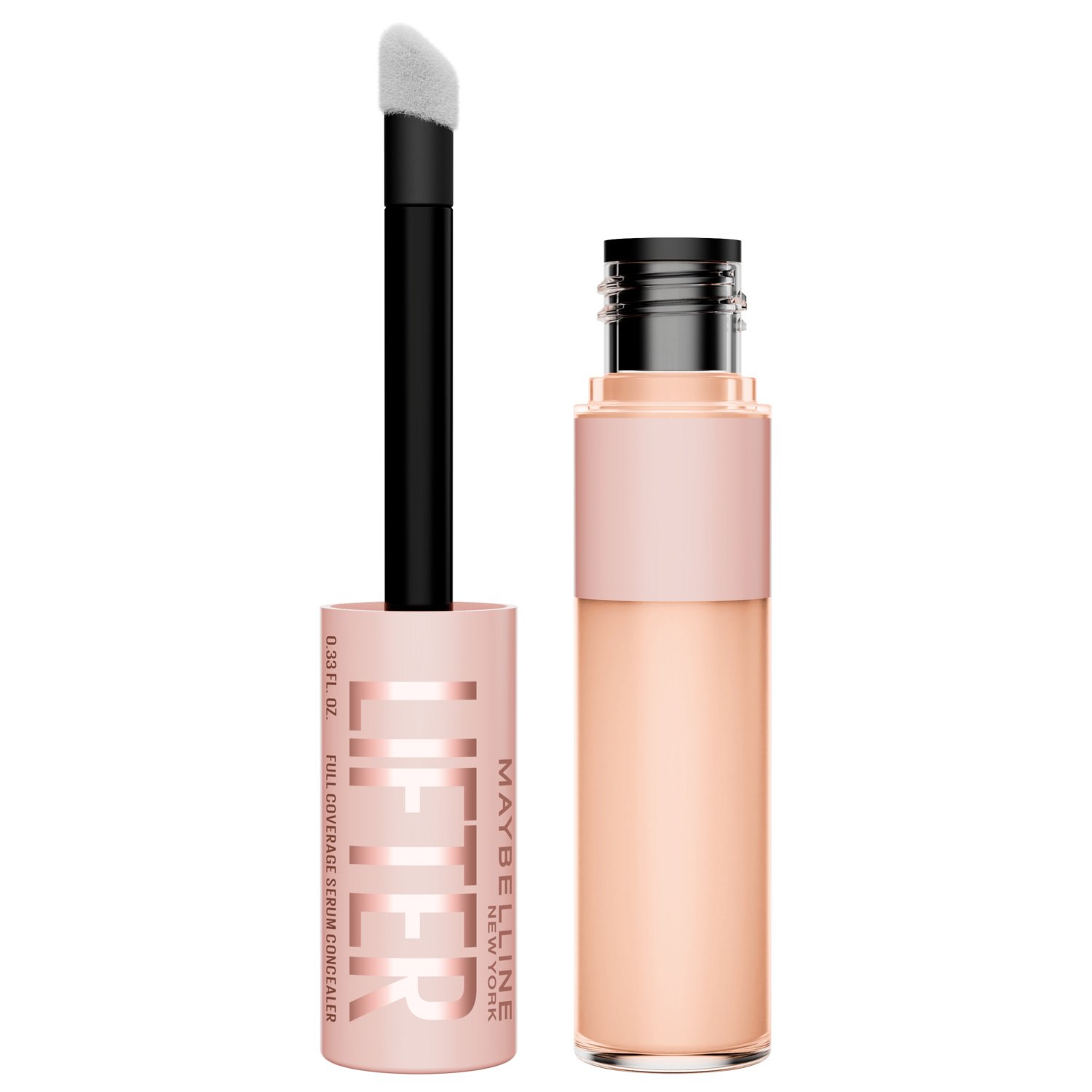 Open bottle and applicator of Maybelline Lifter Serum Concealer makeup concealer