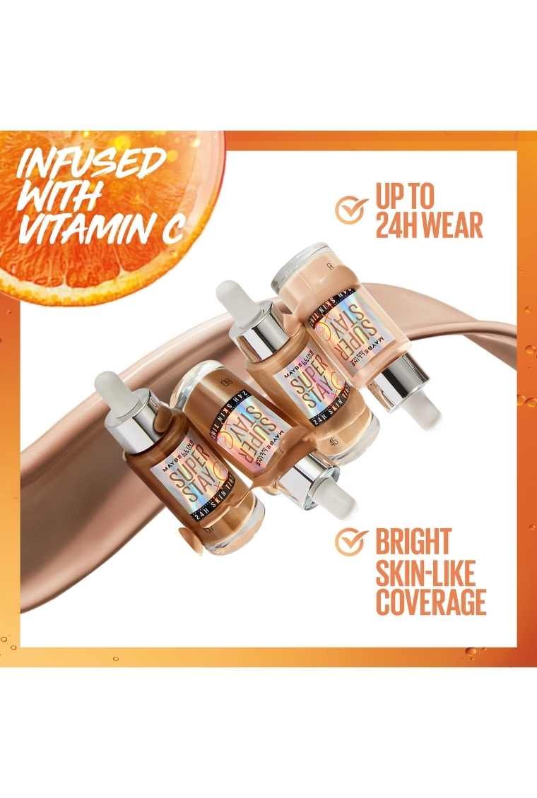 Partial shade range of Maybelline Skin Tint infused with Vitamin C