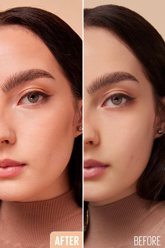 Before and after application of Maybelline Lifter Stix